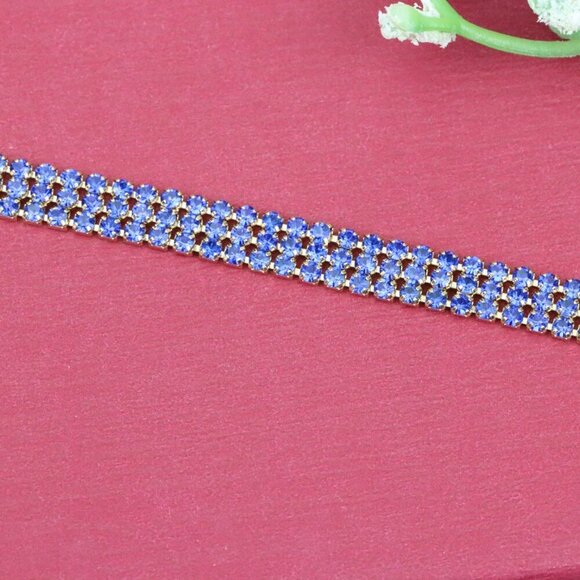 "Rose Gold Wide Bracelet with Blue Stones, XPBL0785 - Picture 12 of 12